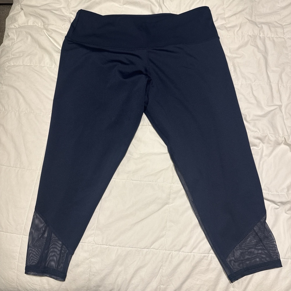 Navy Blue Leggings with Mesh Detail